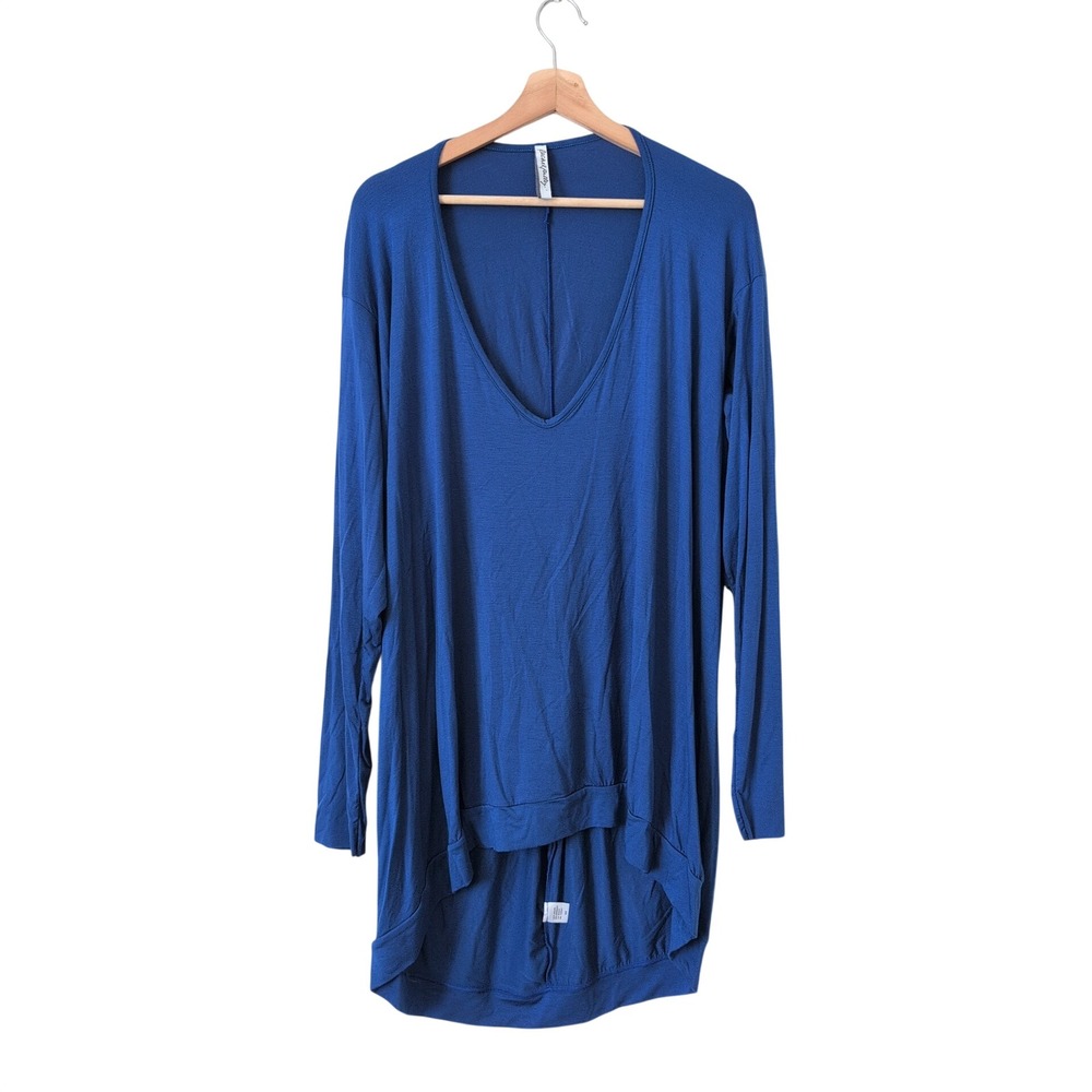 Rachel Pally Royal Blue Long Sleeve V Neck High Low Tunic Top Plus Size 3X Modal